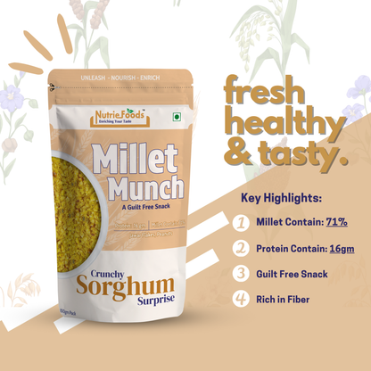 Nutriefoods Millet Munch-Crunchy Sorghum Surprise, Blend of Sorghum (Jawar) Millet, Peanuts Mixture (100gm)