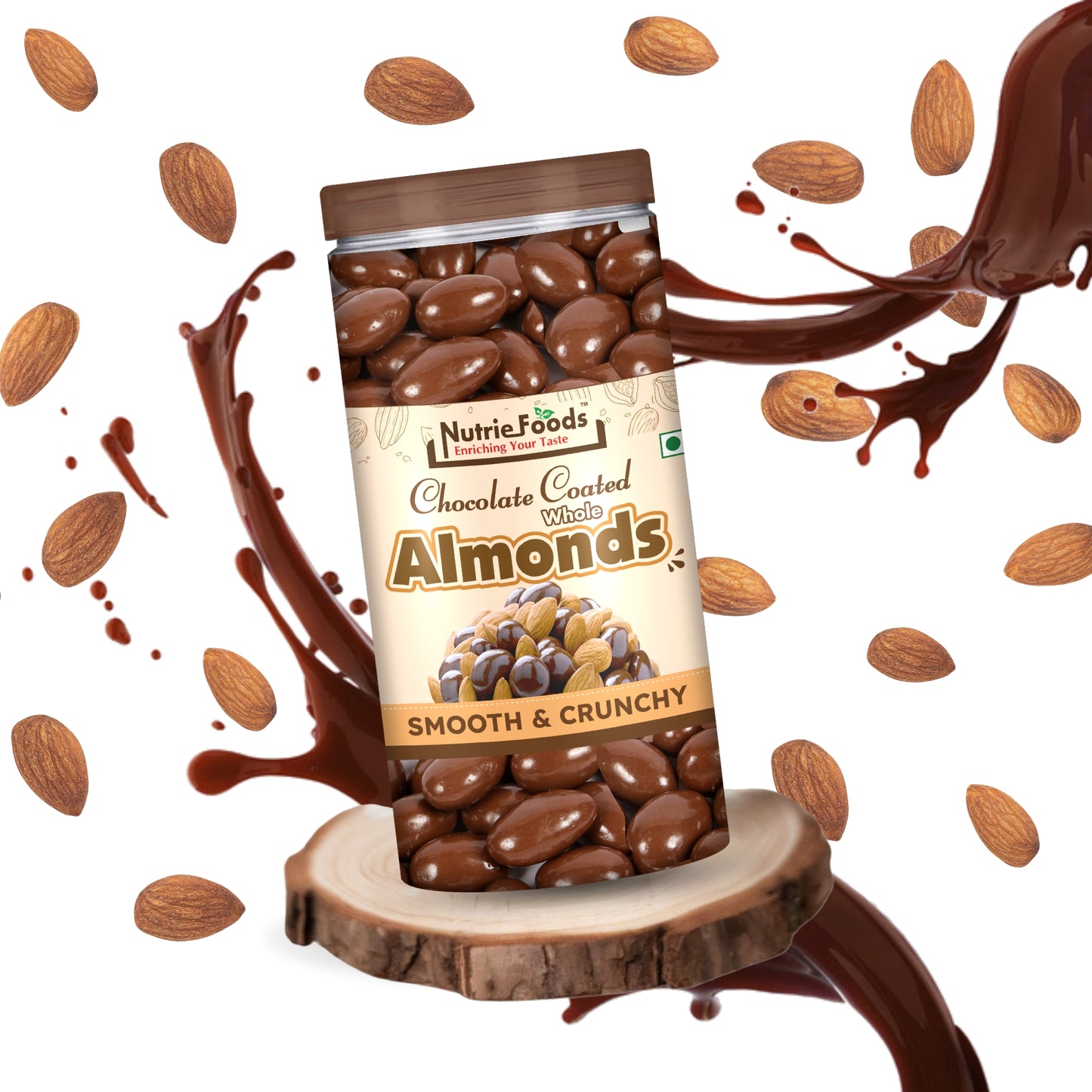 Nutriefoods Premium Chocolate Coated Whole Almonds | Roasted and Crunchy | Made with Premium Chocolate and Californian Almonds (200gm)