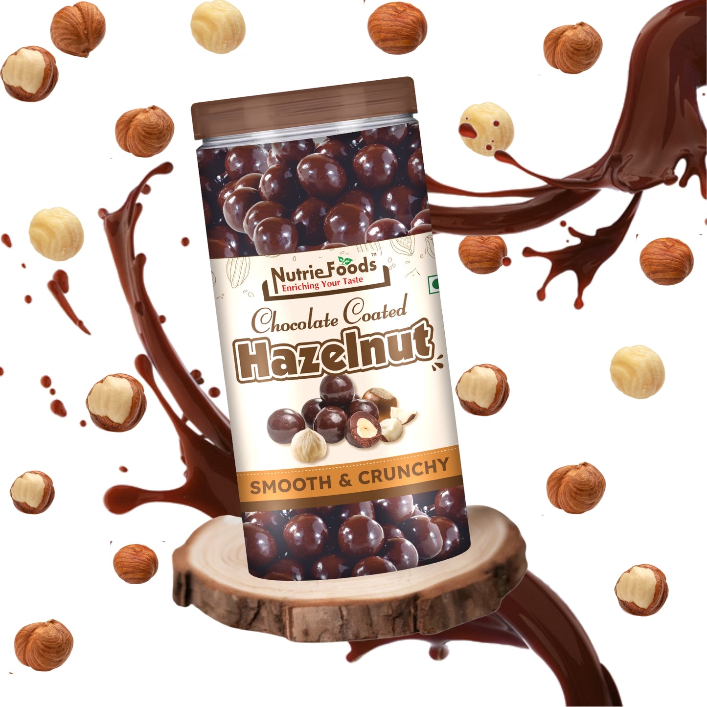 Nutriefoods Premium Chocolate Coated Whole Hazelnuts | Roasted & Crunchy | Made with Premium Chocolate & Hazelnuts (200g)