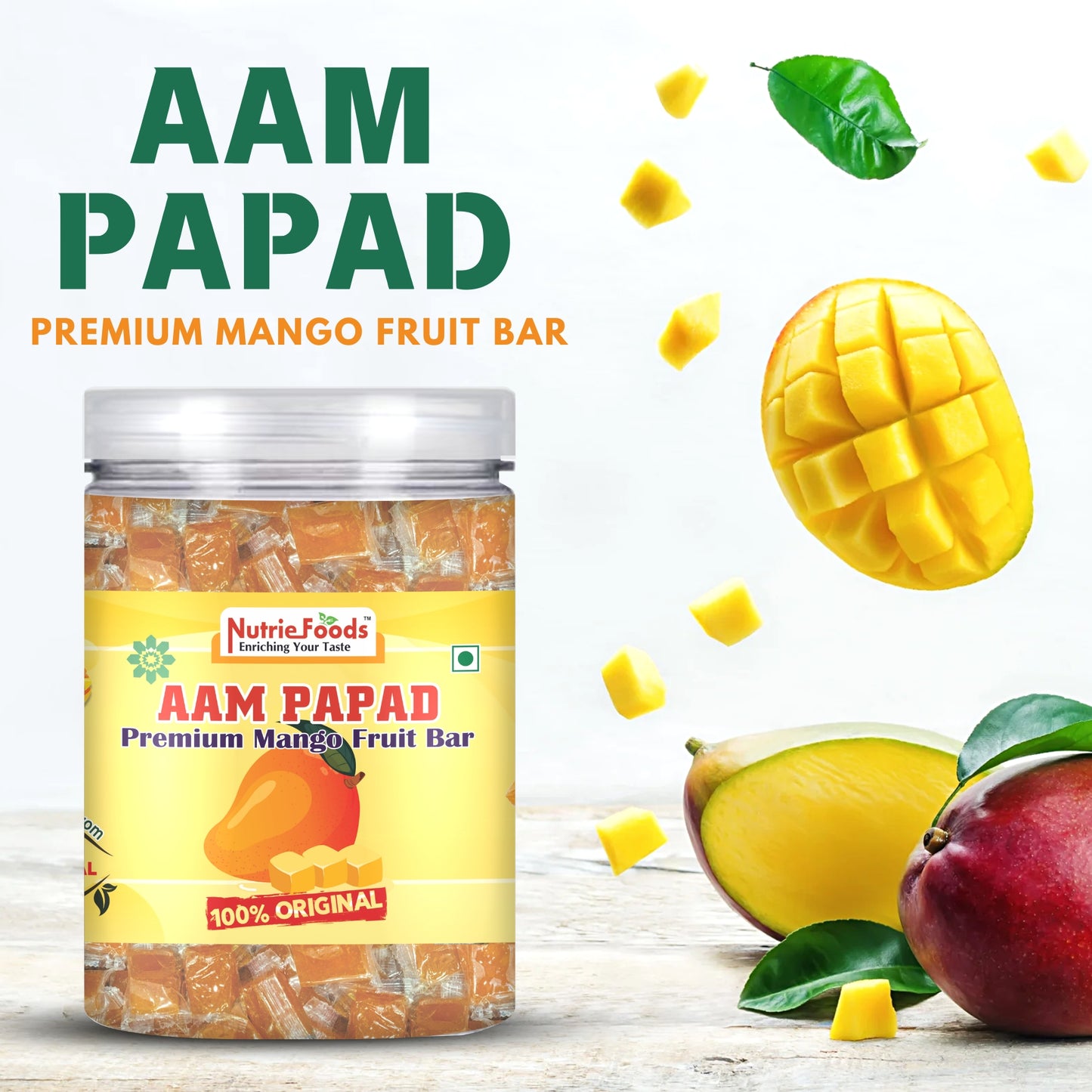 Nutriefoods Aam Papad | 100% Natural Fruit Pulp Candy | Premium Mango Fruit Bar