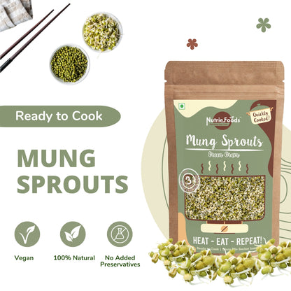 Nutriefoods Ready to Cook Healthy  Moong & Moth Combo Pack of Sprouts | Quickly Cooked with Spice Mix | Ready in 5 min | HEAT EAT REPEAT (400gm)