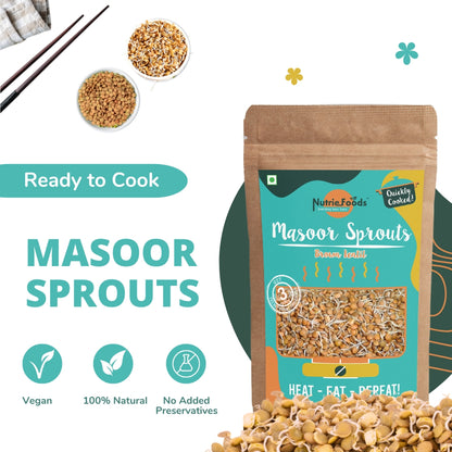 Nutriefoods Ready to Cook Healthy Masoor Sprouts | Quickly Cooked with Spice Mix | Ready in 5 min | HEAT EAT REPEAT