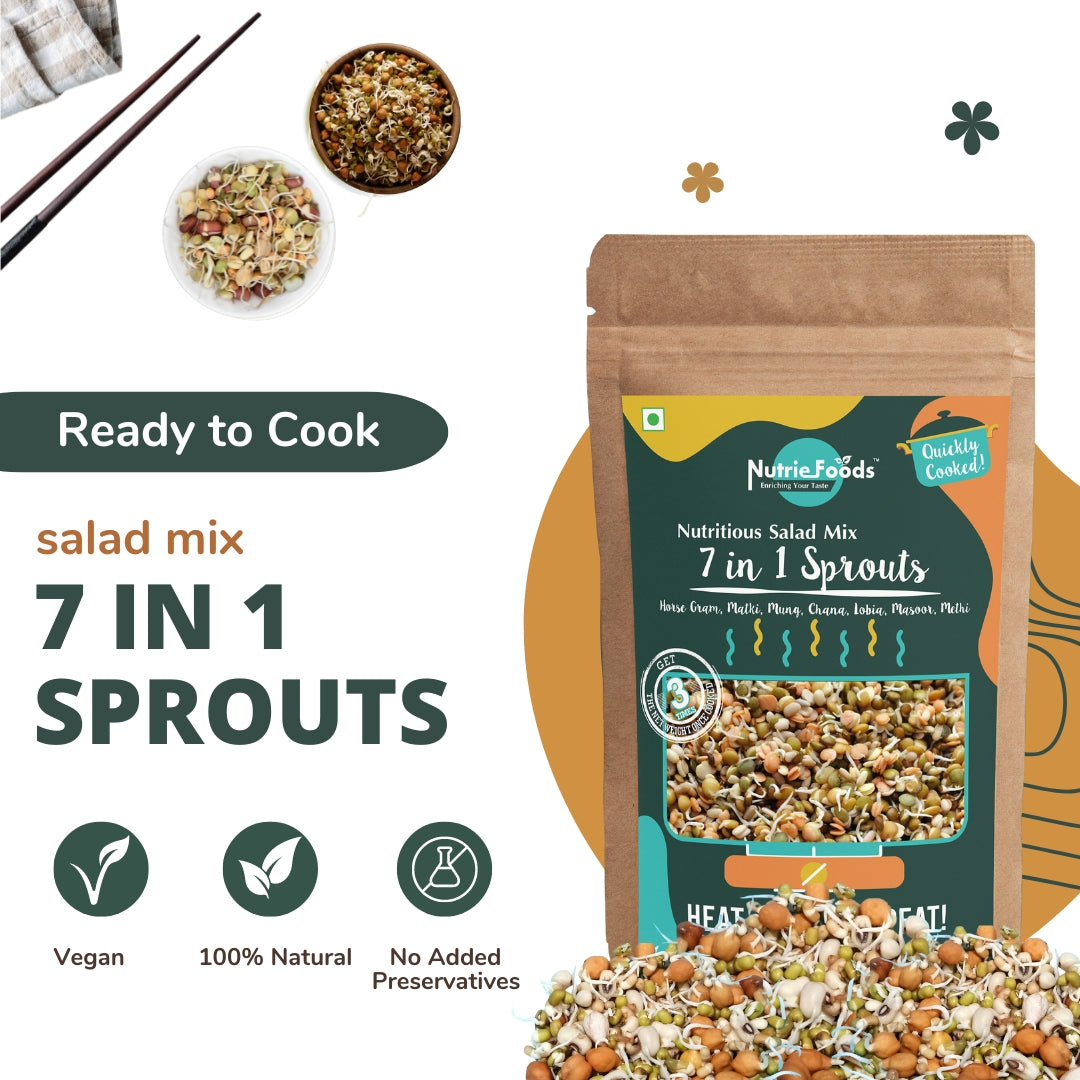 Nutriefoods Ready to Cook 7 in 1 Nutritious Salad Mix | Quickly Cooked with Spice Mix | HEAT EAT REPEAT (200gm)