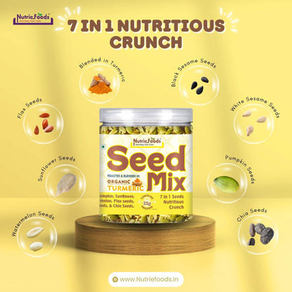 Nutriefoods Nutritious Crunchy Roasted 7 in 1 Seed Mix with Turmeric and Roasted in Himalayan Pink Salt