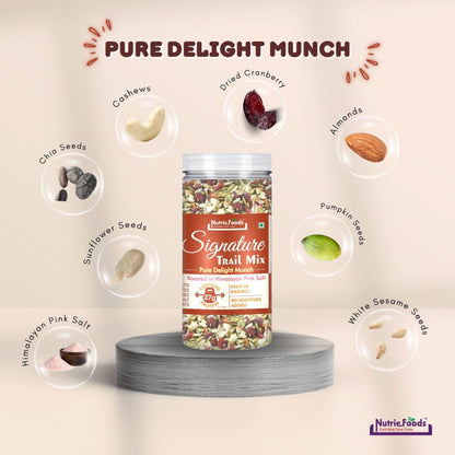 Nutriefoods Signature Dryfruit Trail Mix | Roasted in Himalayan Pink Salt, Blend of Nuts, Berries, and Seeds