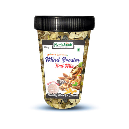 Nutriefoods Nutritious Mind Booster Roasted Snack Trail Mix With Classic Salt | Blend of Dried Fruits & Nuts (190gm)