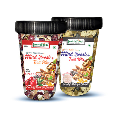 Nutriefoods Nutritious Mind Booster Roasted Snacks Trail Mix, Combo Pack of Dried Cranberries & Classic Salt (380g)