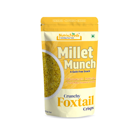 Nutriefoods Millet Munch- Crunchy Foxtail Crisps Snack, 100% Roasted Millets & Guilt Free, Healthy & Nutritious Snack (100gm)