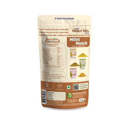 Nutriefoods Millet Munch- Crunchy Millet Mix Fusion, Sorghum, Pearl, Quinoa and Ragi Flakes Mixture (100gm)