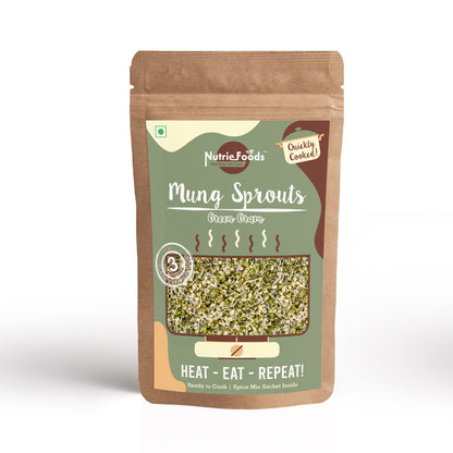 Nutriefoods Ready to Cook Healthy Moong Sprouts | Quickly Cooked with Spice Mix | Ready in 5 min | HEAT EAT REPEAT 200gm