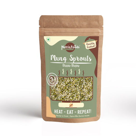 Nutriefoods Ready to Cook Healthy Moong Sprouts | Quickly Cooked with Spice Mix | Ready in 5 min | HEAT EAT REPEAT 200gm