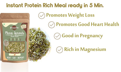 Nutriefoods Ready to Cook Healthy Moong Sprouts | Quickly Cooked with Spice Mix | Ready in 5 min | HEAT EAT REPEAT 200gm