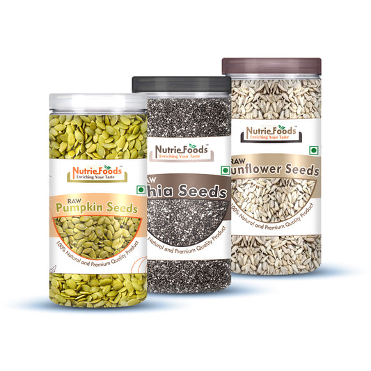 Nutriefoods Raw Pumpkin, Chia, and Sunflower Seeds Combo Pack Of 3 Seeds (600g)