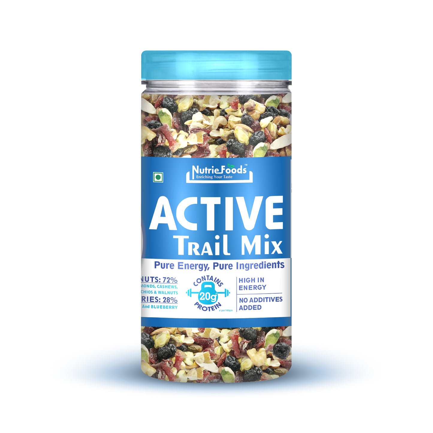 Nutriefoods Active Trail Mix | Blend of Almonds, Walnuts, Pistachio, Cashews, Cranberry and Blueberry (150g)