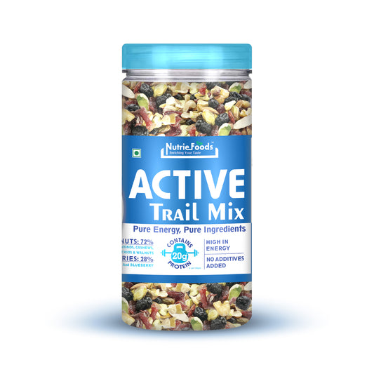 Nutriefoods Active Trail Mix | Blend of Almonds, Walnuts, Pistachio, Cashews, Cranberry and Blueberry (150g)