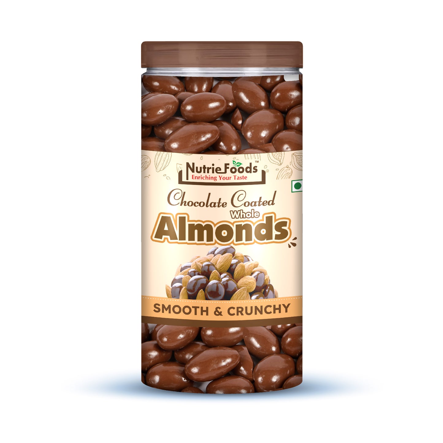 Nutriefoods Premium Chocolate Coated Whole Almonds | Roasted and Crunchy | Made with Premium Chocolate and Californian Almonds (200gm)