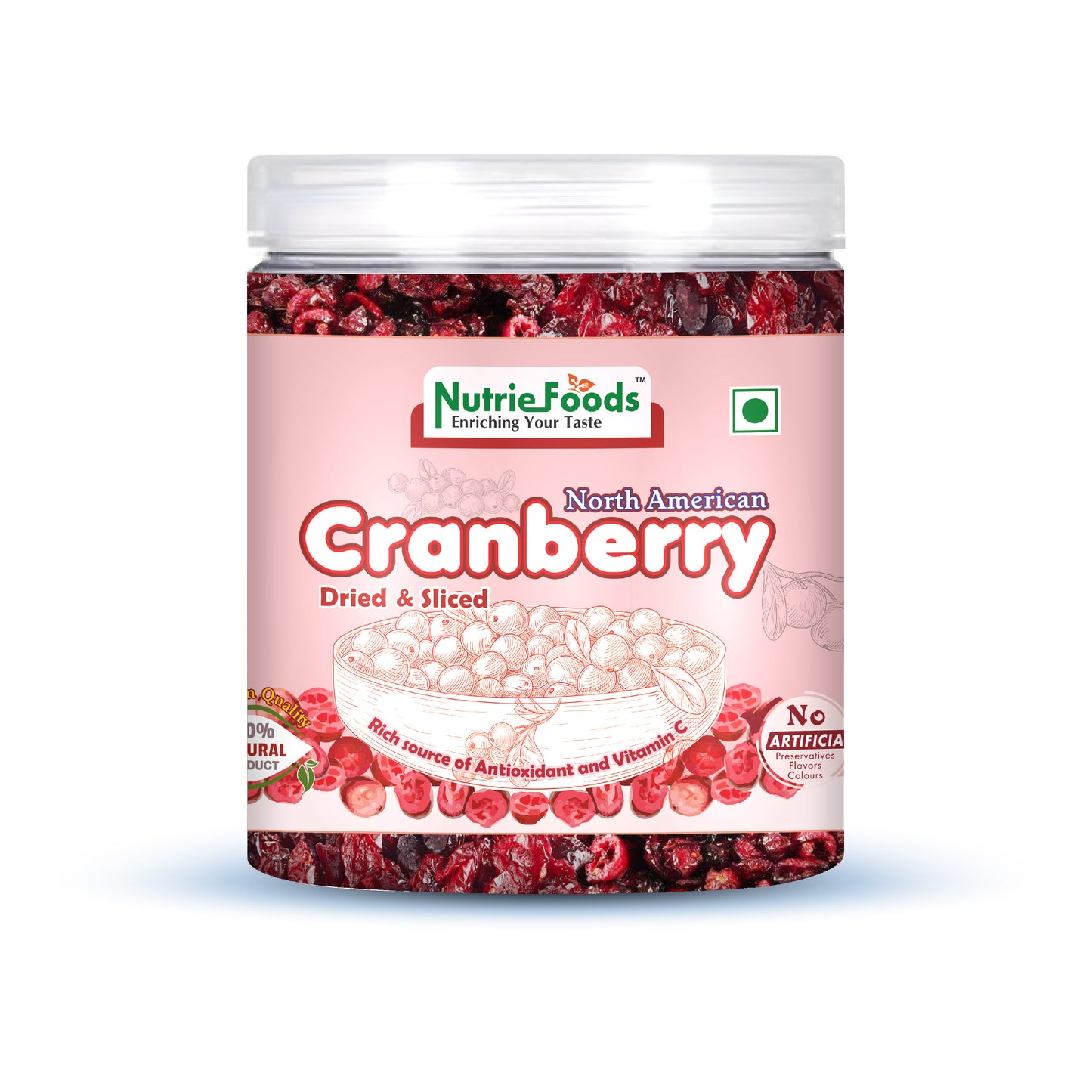 Nutriefoods Premium Sliced Dried Cranberries | Grown and Produced in the USA (250g)