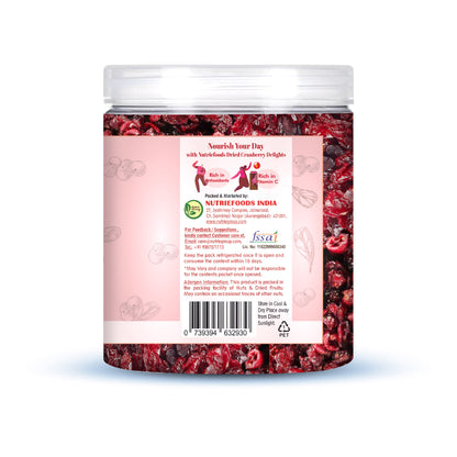 Nutriefoods Premium Sliced Dried Cranberries | Grown and Produced in the USA (250g)