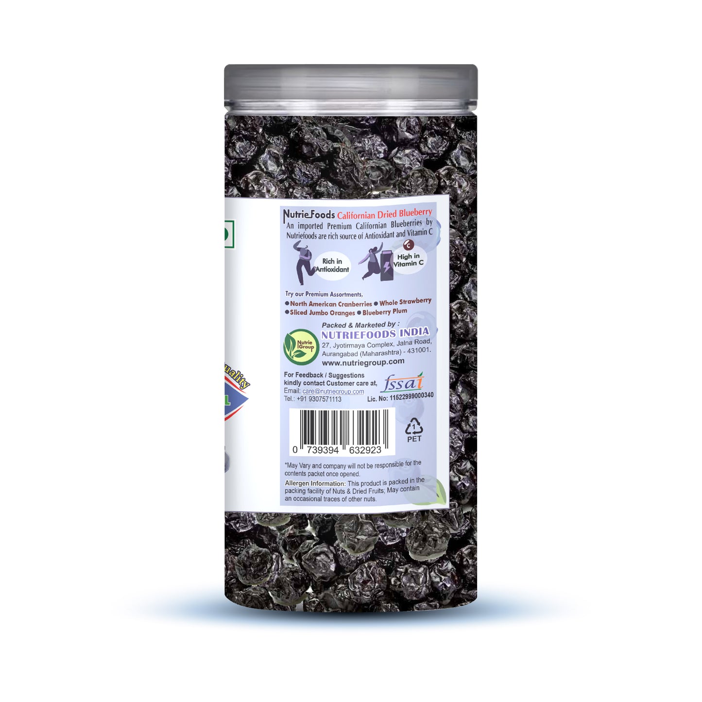 Nutriefoods Premium Dried Whole Blueberry | Product of USA- California (200gm)