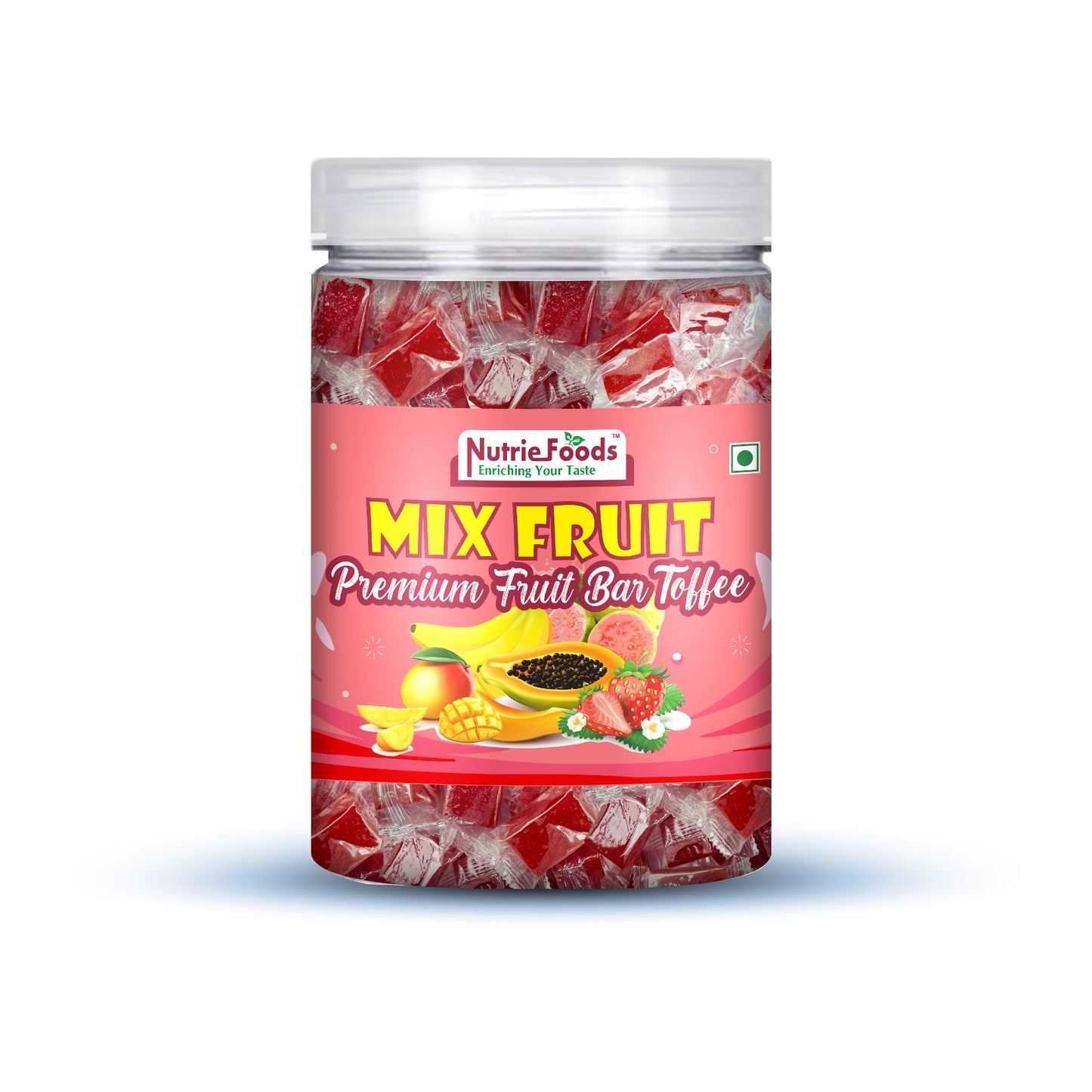 Nutriefoods Mix Fruit Toffee | 100% Fruit Pulp Candy | Blend of Mango, Banana, Guava, Papaya and Strawberry Fruit Pulp