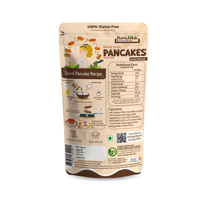 Nutriefoods Millet Pancakes Mix, 0% Maida, Contains Millets (46%)- Jawar, Amaranath and Foxtail; Oats (19%), Gluten Free,  Double Chocolate (150gm)