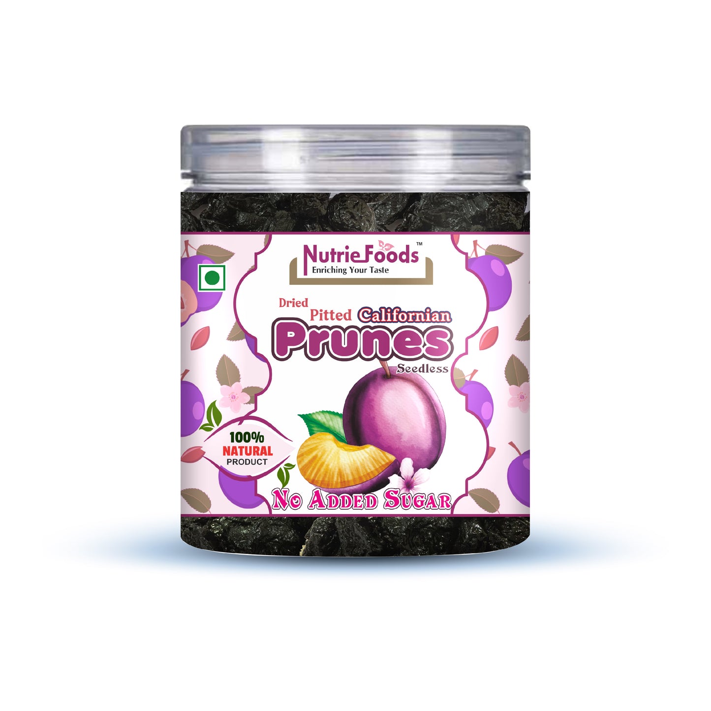 Nutriefoods Premium Dried Pitted Prunes | Vitamin-Rich | 100% Natural Fruit | No Added Additives or Sugar | (250gm)