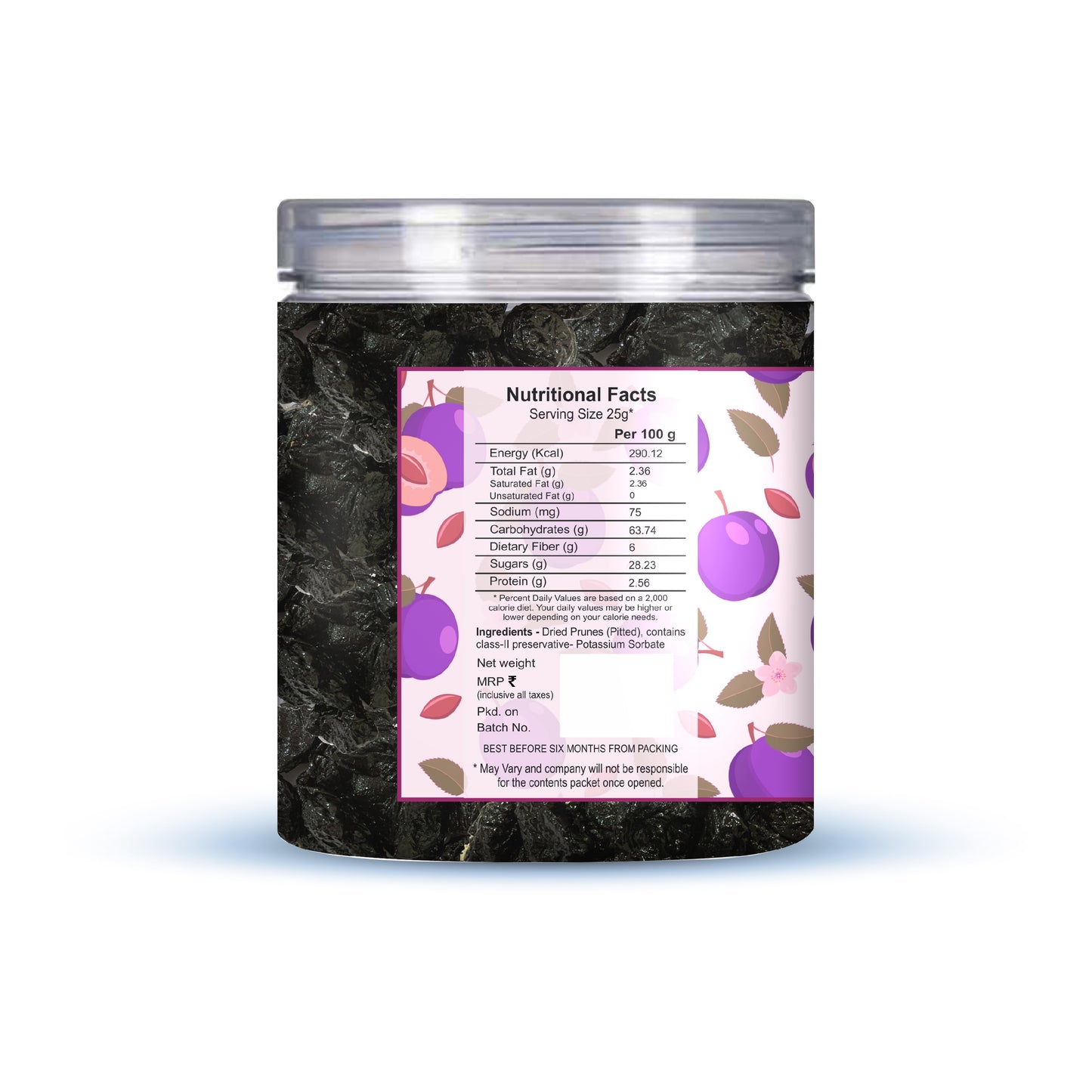 Nutriefoods Premium Dried Pitted Prunes | Vitamin-Rich | 100% Natural Fruit | No Added Additives or Sugar | (250gm)