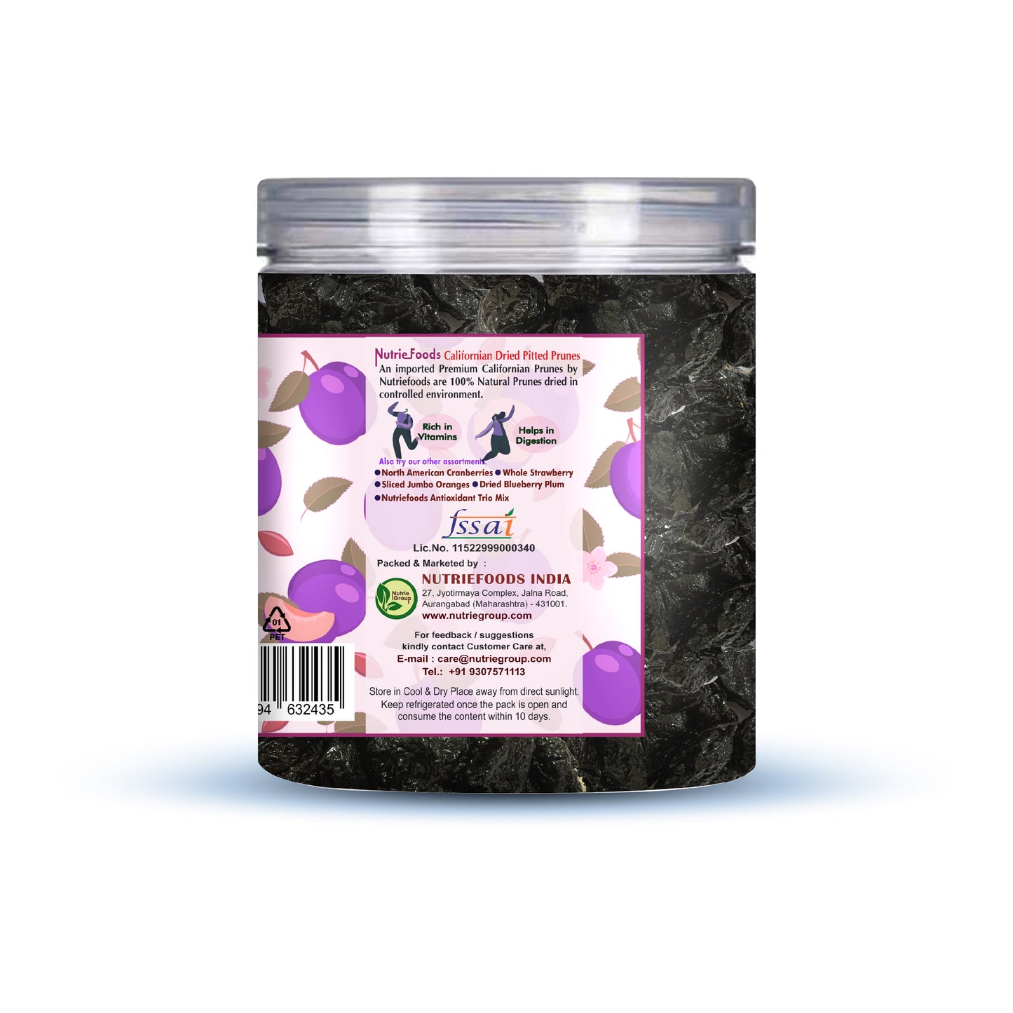 Nutriefoods Premium Dried Pitted Prunes | Vitamin-Rich | 100% Natural Fruit | No Added Additives or Sugar | (250gm)