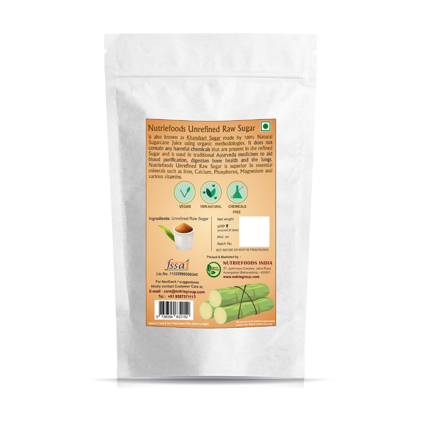 Nutriefoods Dark Brown Raw Sugar | Unrefined, 100% Chemical Free and Natural (400 gm)