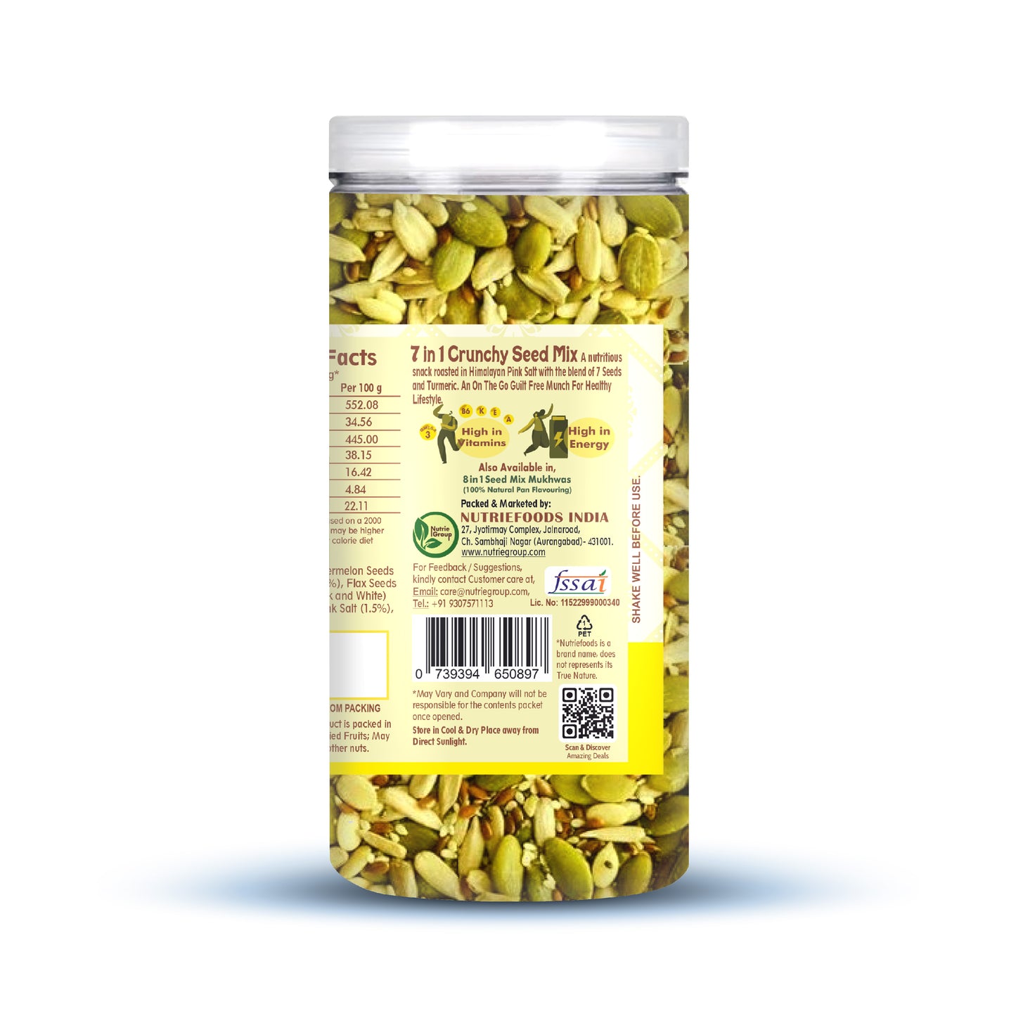 Nutriefoods Nutritious Crunchy Roasted 7 in 1 Seed Mix with Turmeric and Roasted in Himalayan Pink Salt