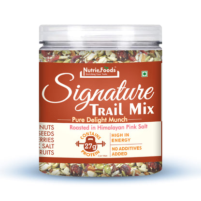 Nutriefoods Signature Dryfruit Trail Mix | Roasted in Himalayan Pink Salt, Blend of Nuts, Berries, and Seeds