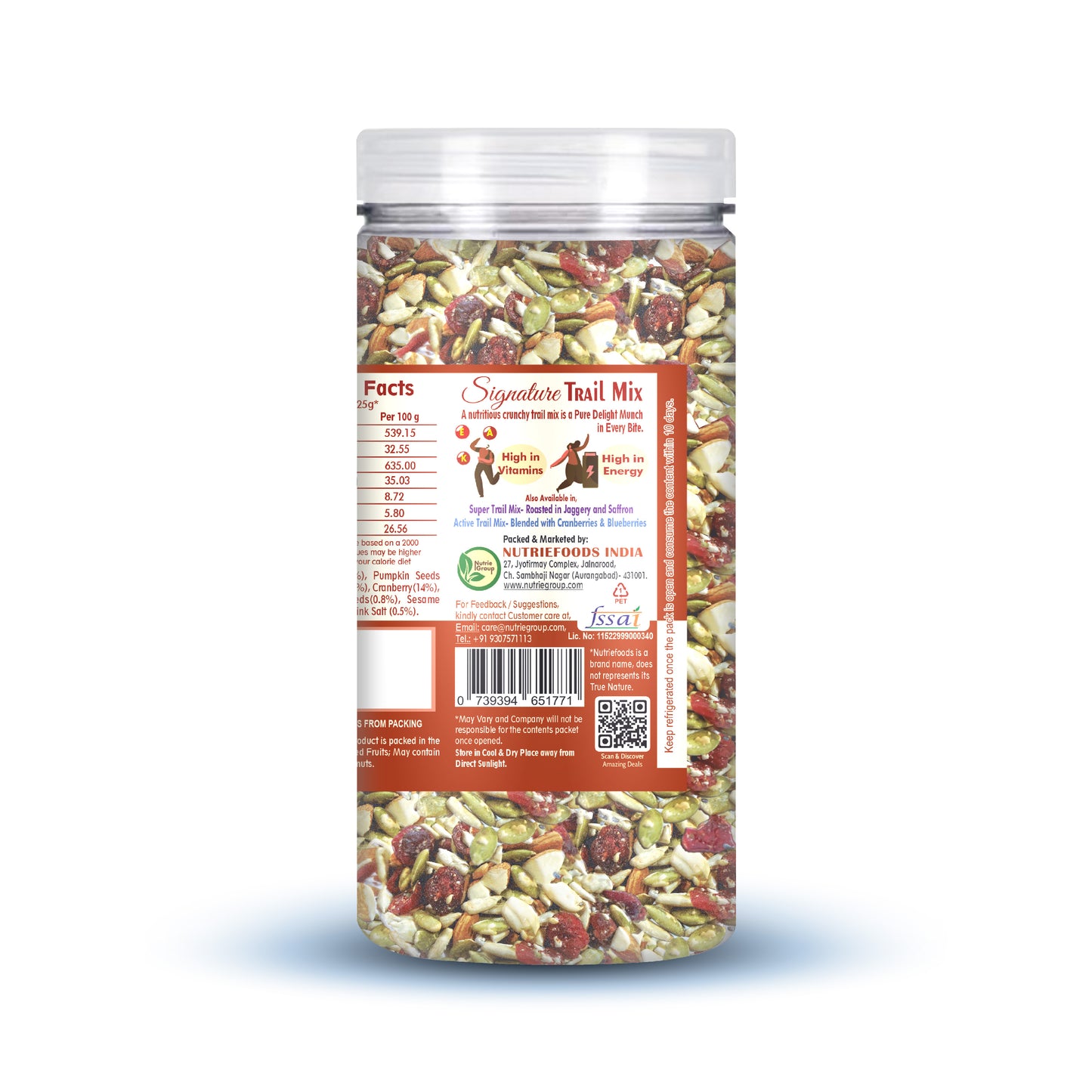 Nutriefoods Signature Dryfruit Trail Mix | Roasted in Himalayan Pink Salt, Blend of Nuts, Berries, and Seeds