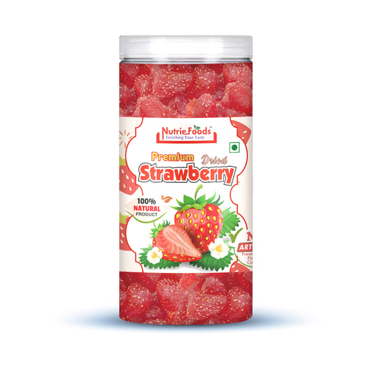 Nutriefoods Premium Dried Strawberry | No Added Artificial Colors, Flavors | 100% Natural Fruit Bites (200g)