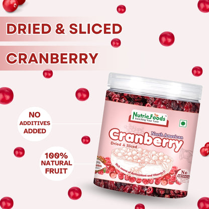 Nutriefoods Premium Sliced Dried Cranberries | Grown and Produced in the USA (250g)