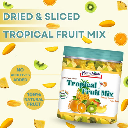 Nutriefoods Tropical Dried Fruit Mix, 100% Natural Blend of Dried Mango, Kiwi, Pineapple, and Oranges (250g)