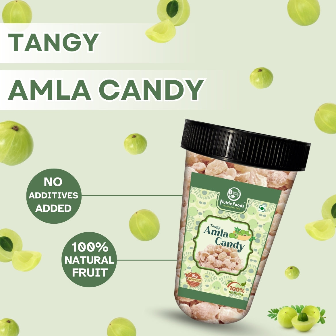 Nutriefoods Tangy Amla Candy | Sweet and Sour | 100% Natural, No added additives | Handy Pack (200g)