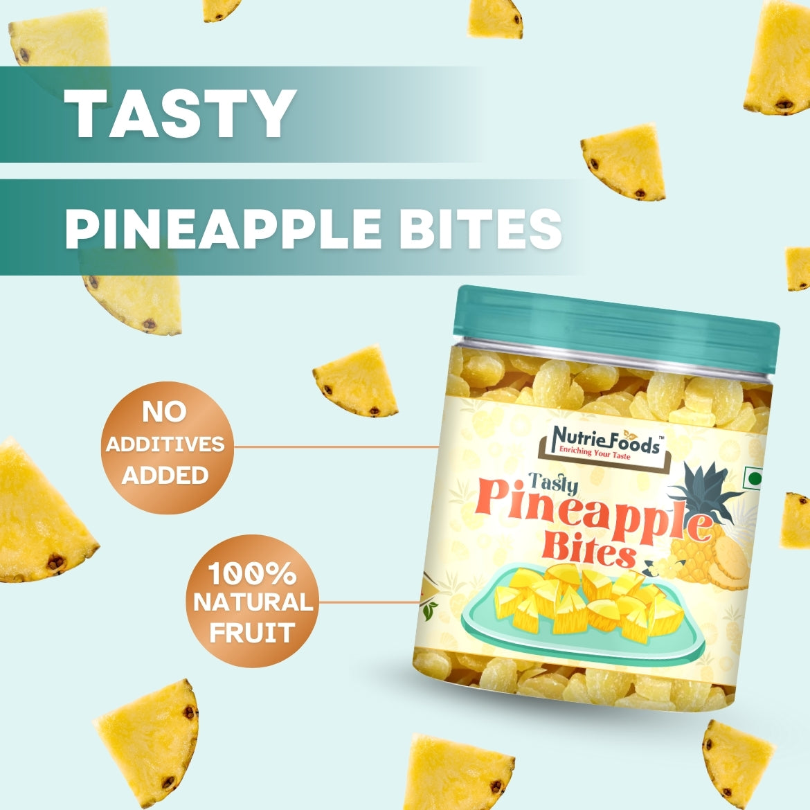 Nutriefoods Tasty Pineapple Bites | Sweet & Sour | 100% Natural, No Additives Added | Pineapple Candy | Original Flavor (300g)