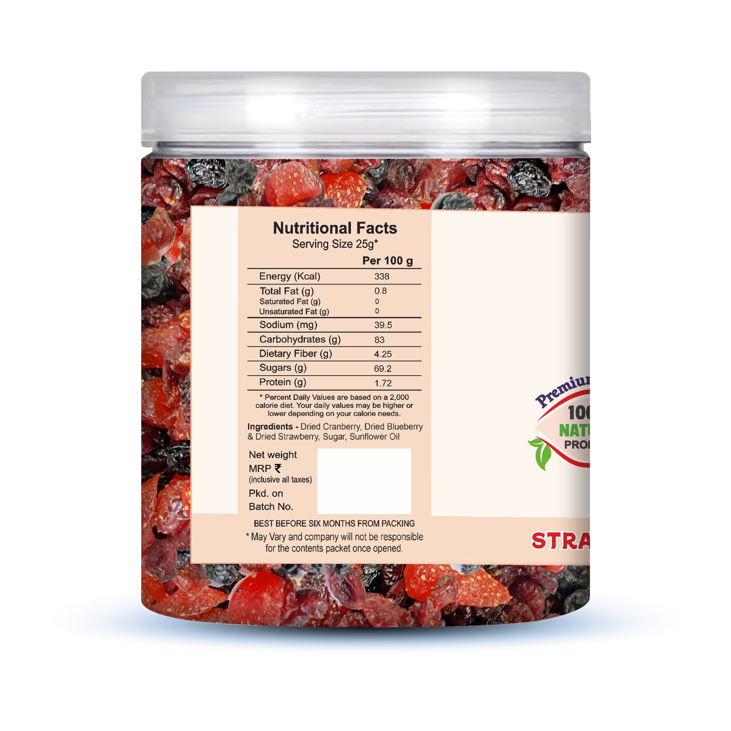 Nutriefoods Antioxidant Trio Berry Mix | Blended with Dried Strawberry, Blueberry and Cranberry