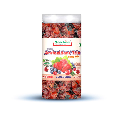 Nutriefoods Antioxidant Trio Berry Mix | Blended with Dried Strawberry, Blueberry and Cranberry